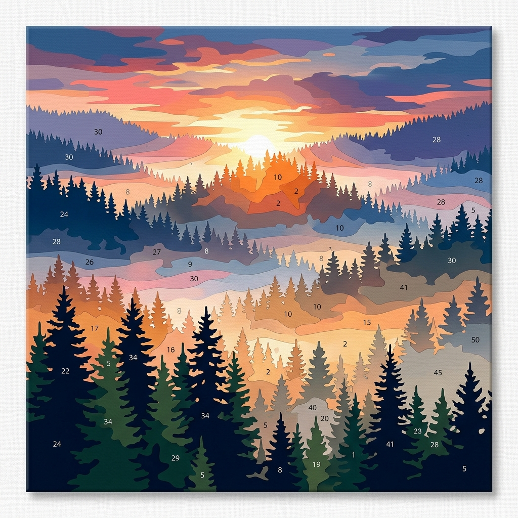 Misty Pine Ridge paint by numbers kit