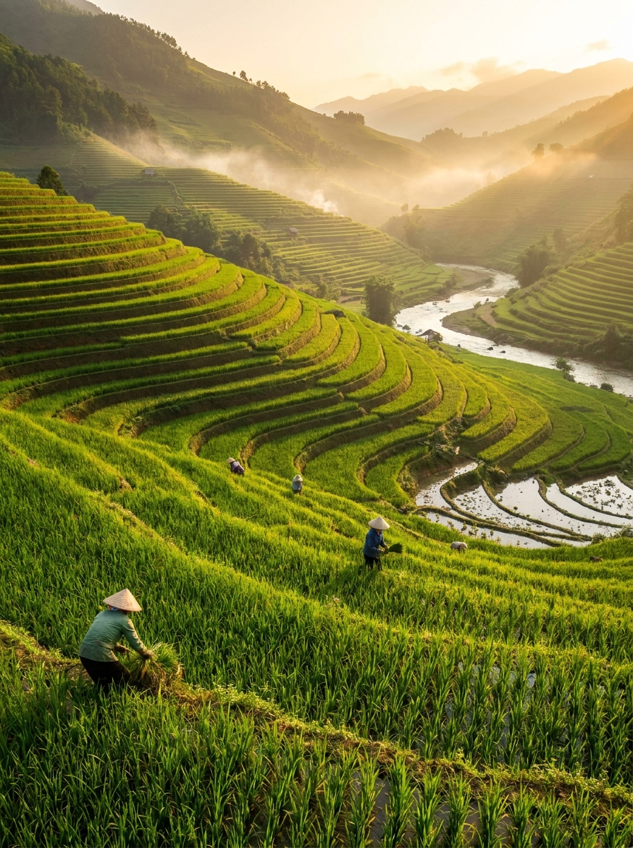 Terraced Rice Fields paint-by-numbers kit