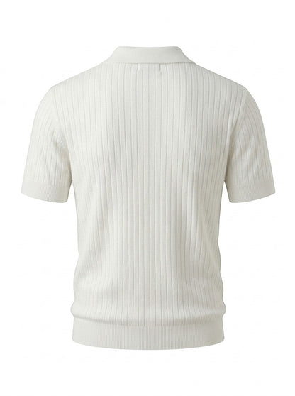 Lugano Ribbed Knit Polo - White