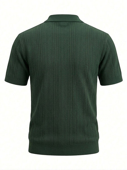 Positano Textured Knit Polo - Forest Green