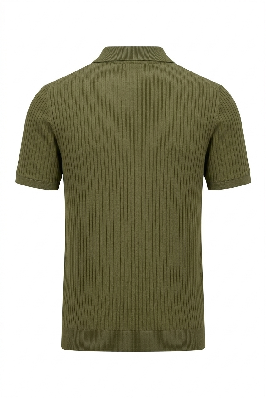Sorrento Ribbed Knit Polo - Olive