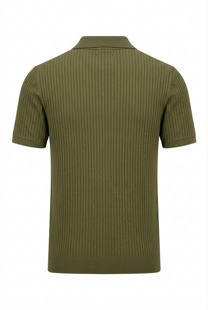 Sorrento Ribbed Knit Polo - Olive