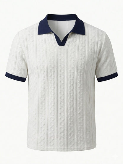 Como Textured Knit Polo - White/Navy