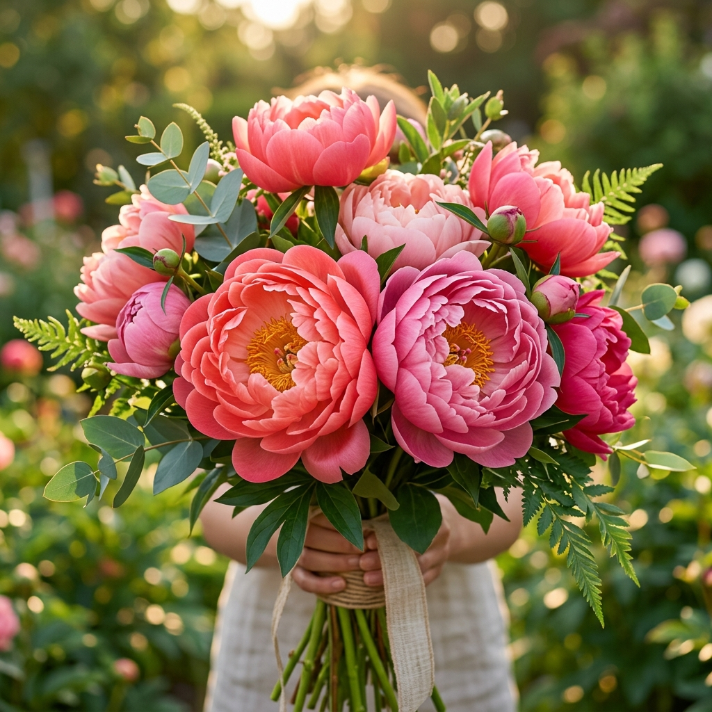 Sunset Peony Garden paint by numbers kit